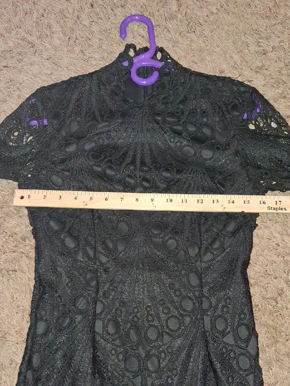 Pretty Little Things Size 6 Black High Neck Frill Body Con Mini Dress Cute!